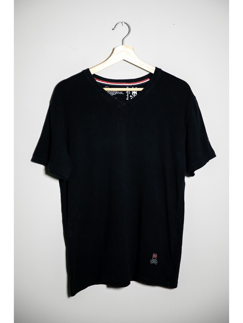 Psycho Bunny Logo Black V-Neck T-Shirt - Men's Large